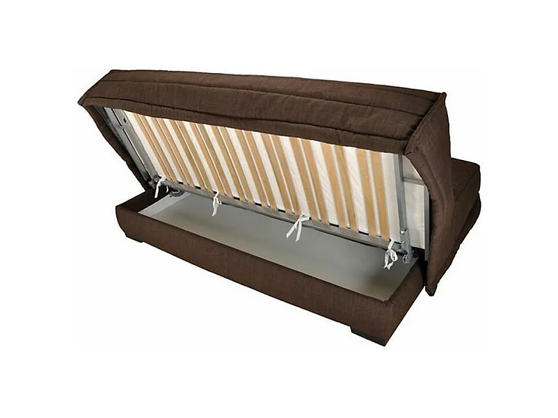 Canapé Clic Clac microfibre avec coffre matelas Bultex 15cm Bianca 140x200-Couleur Marron clair