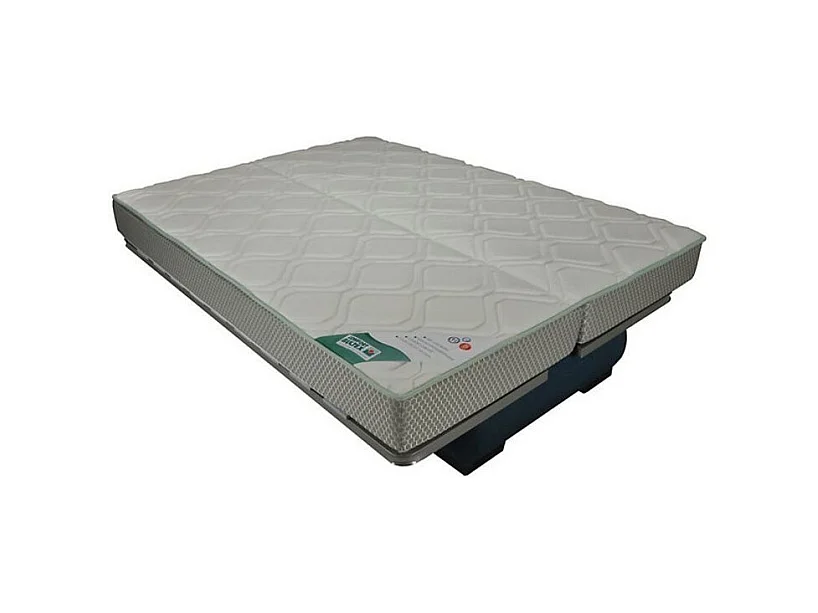 Canapé Clic Clac microfibre avec coffre matelas Bultex 15cm Bianca 140x200-Couleur Marron clair