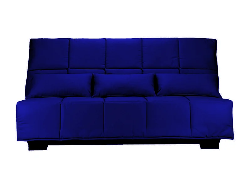 Canapé clic clac tissu avec rangement matelas Starconfort 15cm Lina 193cm-Couleur Bleu nuit