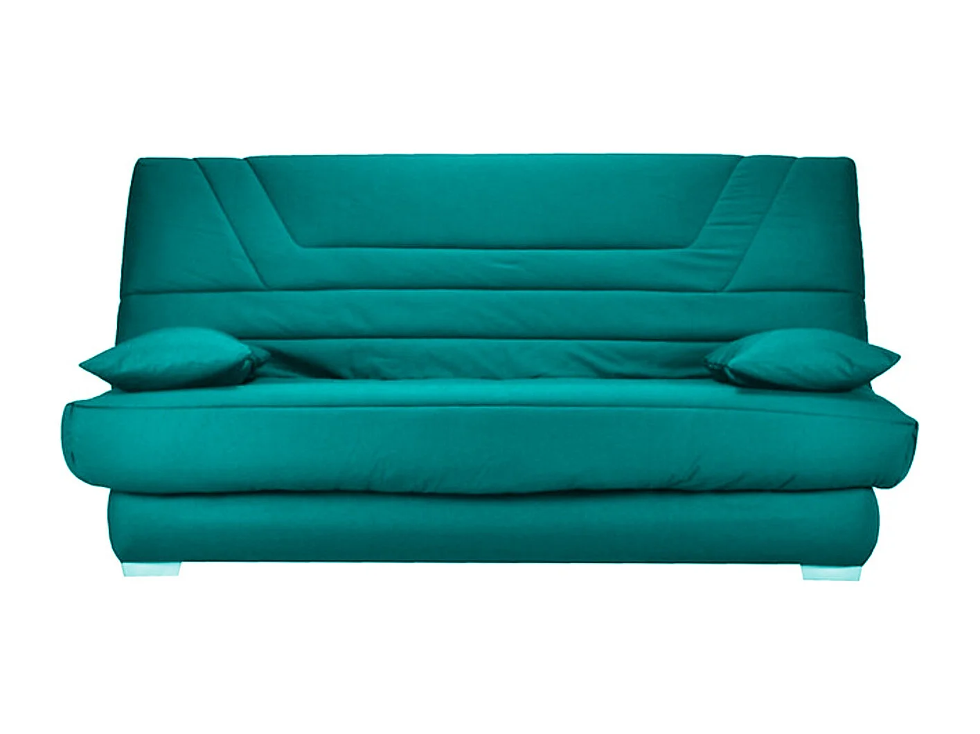 Banquette Clic Clac tissu matelas Bultex 14cm avec rangement Bary-Couleur Bleu cyan-140x190