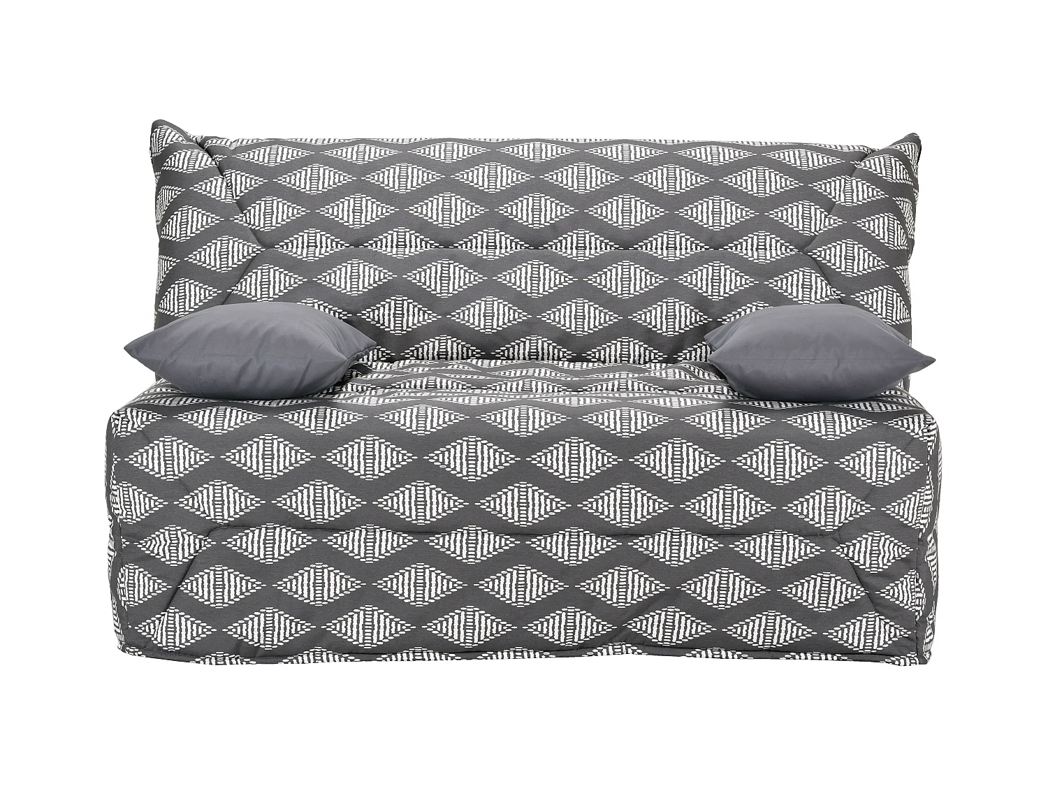 Banquette BZ 140x190 tissu losanges gris matelas 12cm City essentiel