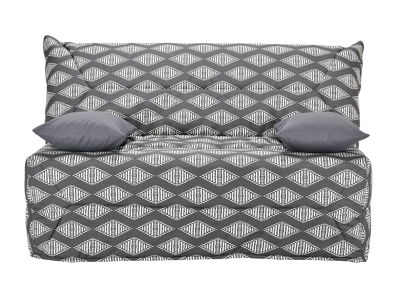 Banquette BZ 140x190 tissu losanges gris matelas 12cm City essentiel