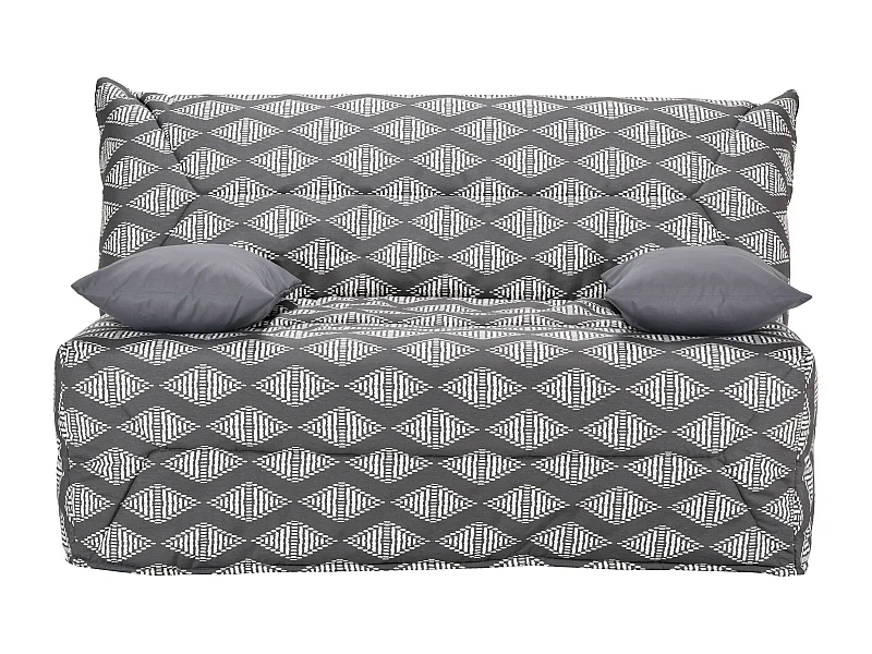 Banquette BZ 140x190 tissu losanges gris matelas 12cm City essentiel