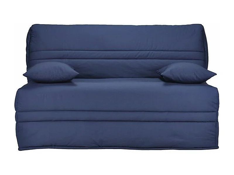 Banquette BZ tissu matelas Bultex 15cm Barnes 140x200-Couleur Bleu foncé-Coffre de rangement Avec rangement