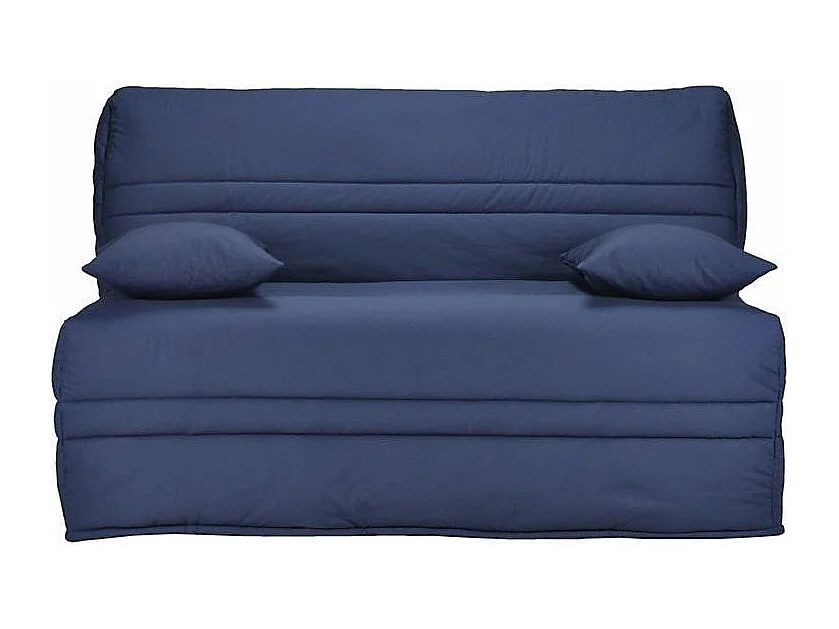 Banquette BZ tissu matelas Bultex 15cm Barnes 140x200-Couleur Bleu foncé-Coffre de rangement Avec rangement