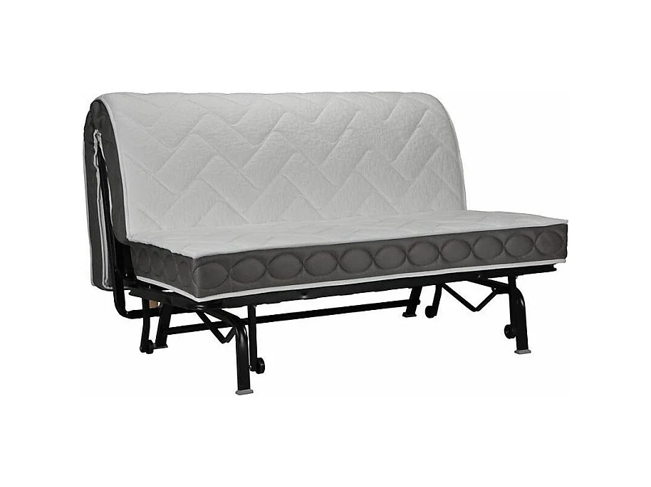 Banquette BZ tissu matelas Bultex 15cm Barnes 140x200-Couleur Bleu foncé-Coffre de rangement Avec rangement