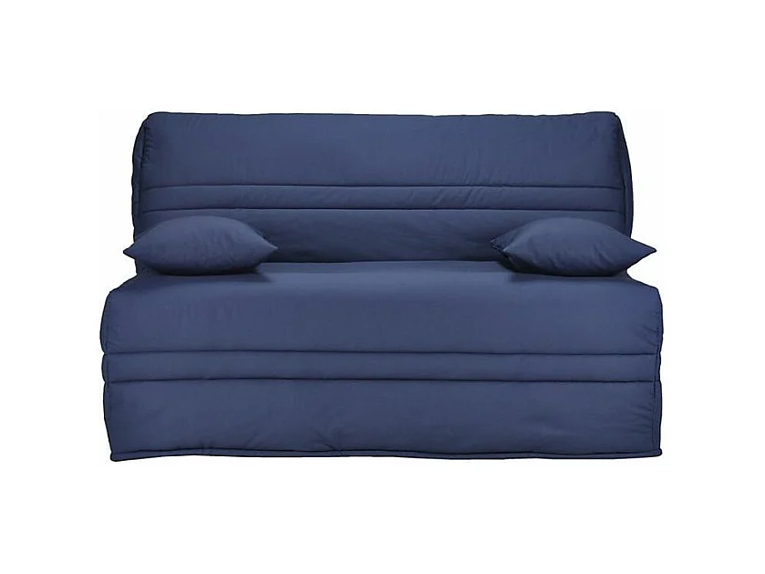 Banquette BZ tissu matelas Bultex 15cm Barnes 140x200-Couleur Bleu foncé-Coffre de rangement Avec rangement