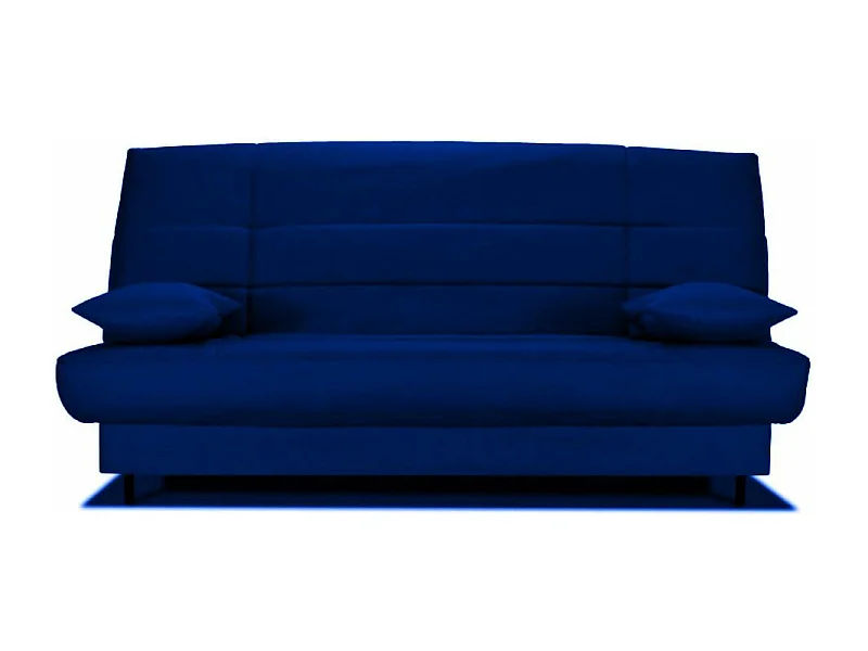 Banquette Clic-clac tissu 130x190 matelas Starflex 13cm avec rangement Folken-Couleur Bleu nuit