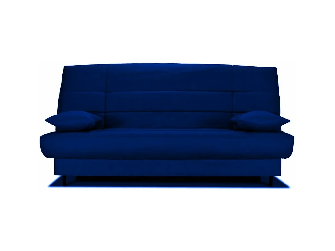 Banquette Clic-clac tissu 130x190 matelas Starflex 13cm avec rangement Folken-Couleur Bleu nuit