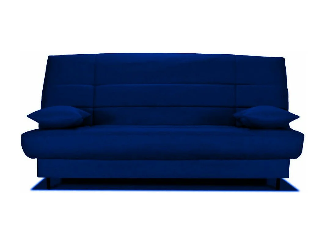 Banquette Clic-clac tissu 130x190 matelas Starflex 13cm avec rangement Folken-Couleur Bleu nuit