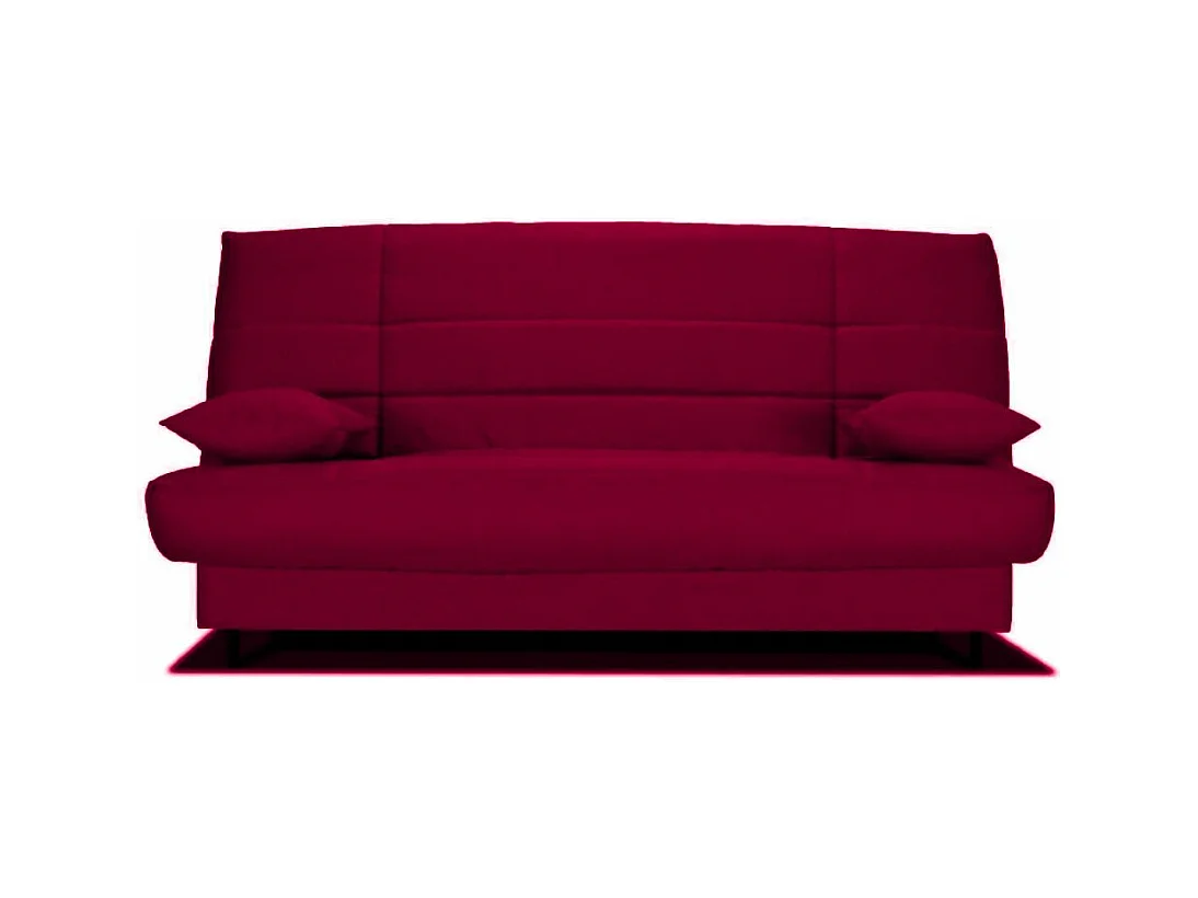 Banquette Clic-clac tissu 130x190 matelas Bultex 14cm avec rangement Zéa-Couleur Bordeaux