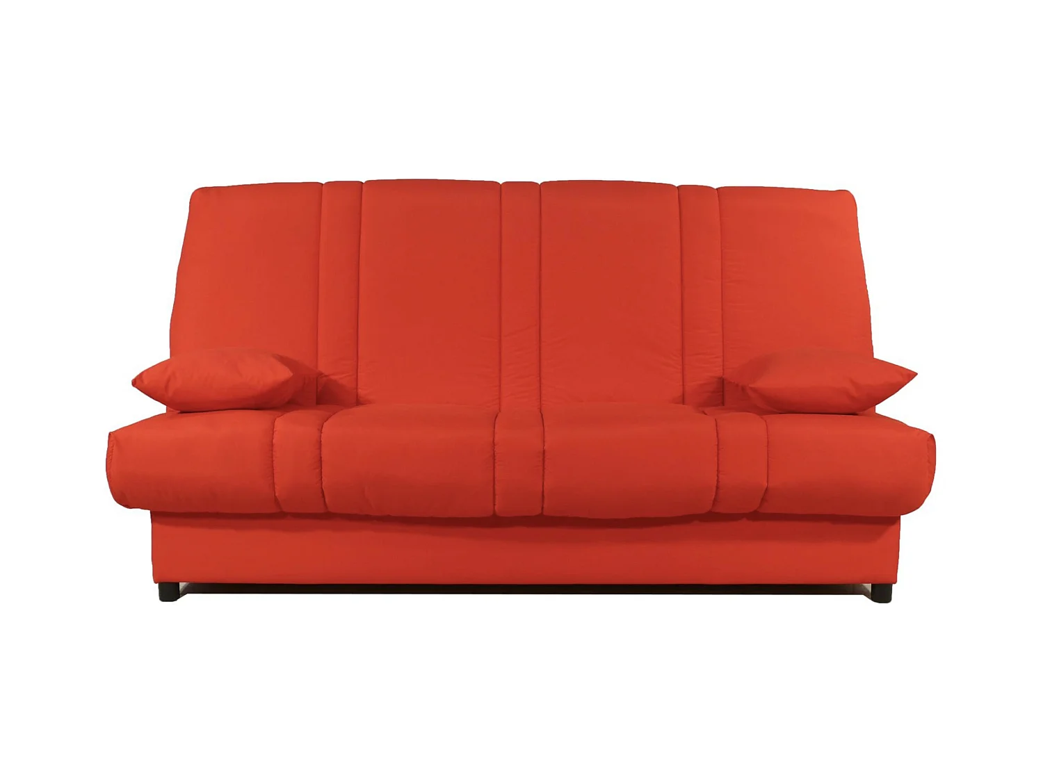 Banquette Clic-clac tissu 130x190 matelas Sofaconfort 14cm avec rangement Sofia-Couleur Rouge