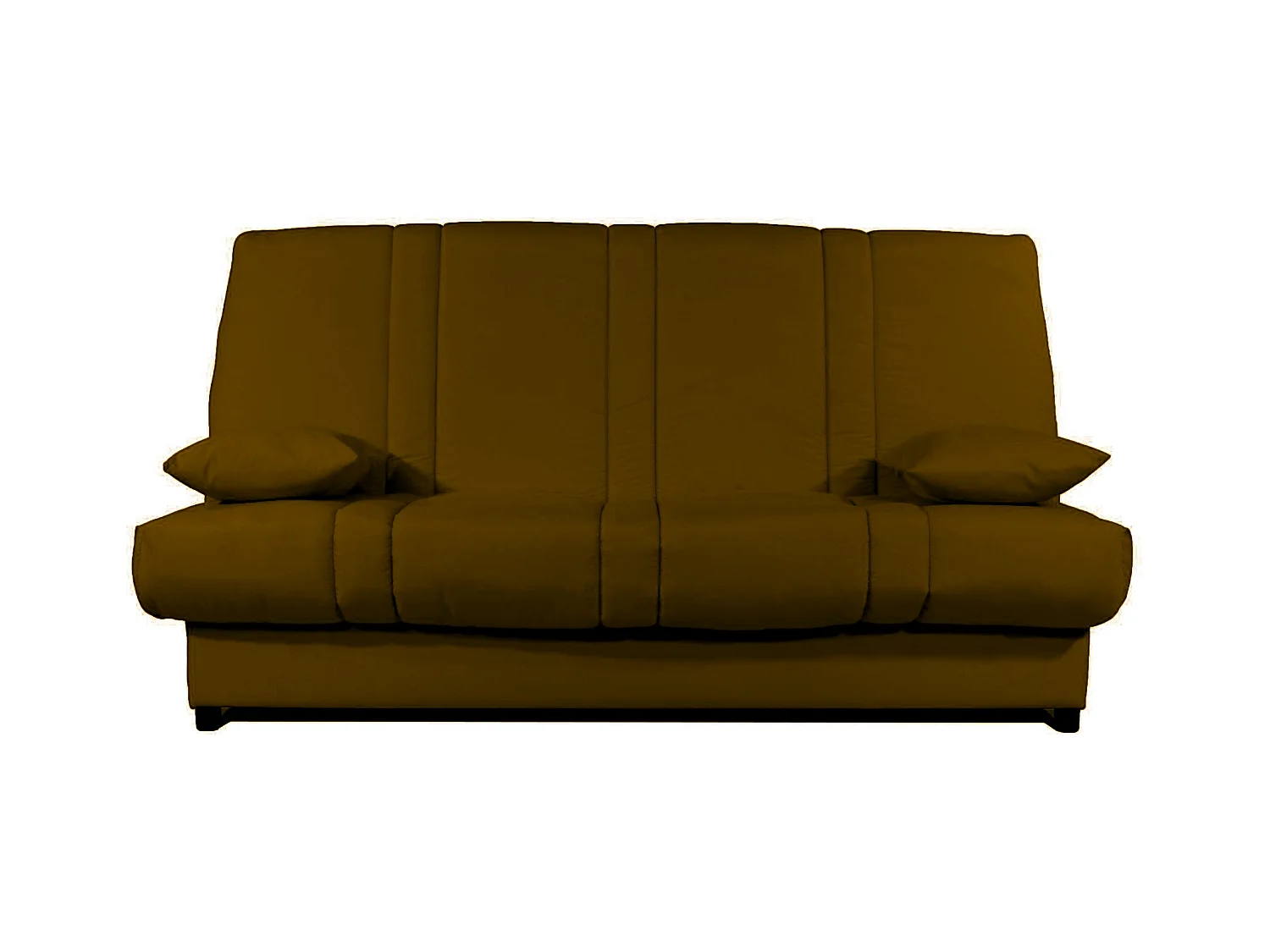 Banquette Clic-clac tissu 130x190 matelas Sofaconfort 14cm avec rangement Sofia-Couleur Marron clair