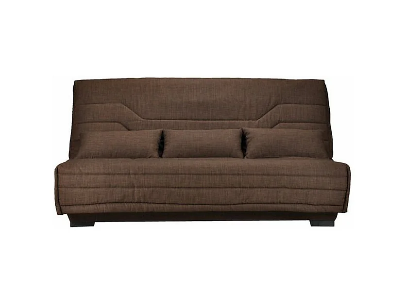 Canapé Clic Clac microfibre avec coffre matelas Bultex 15cm Bianca 140x200-Couleur Marron Foncé