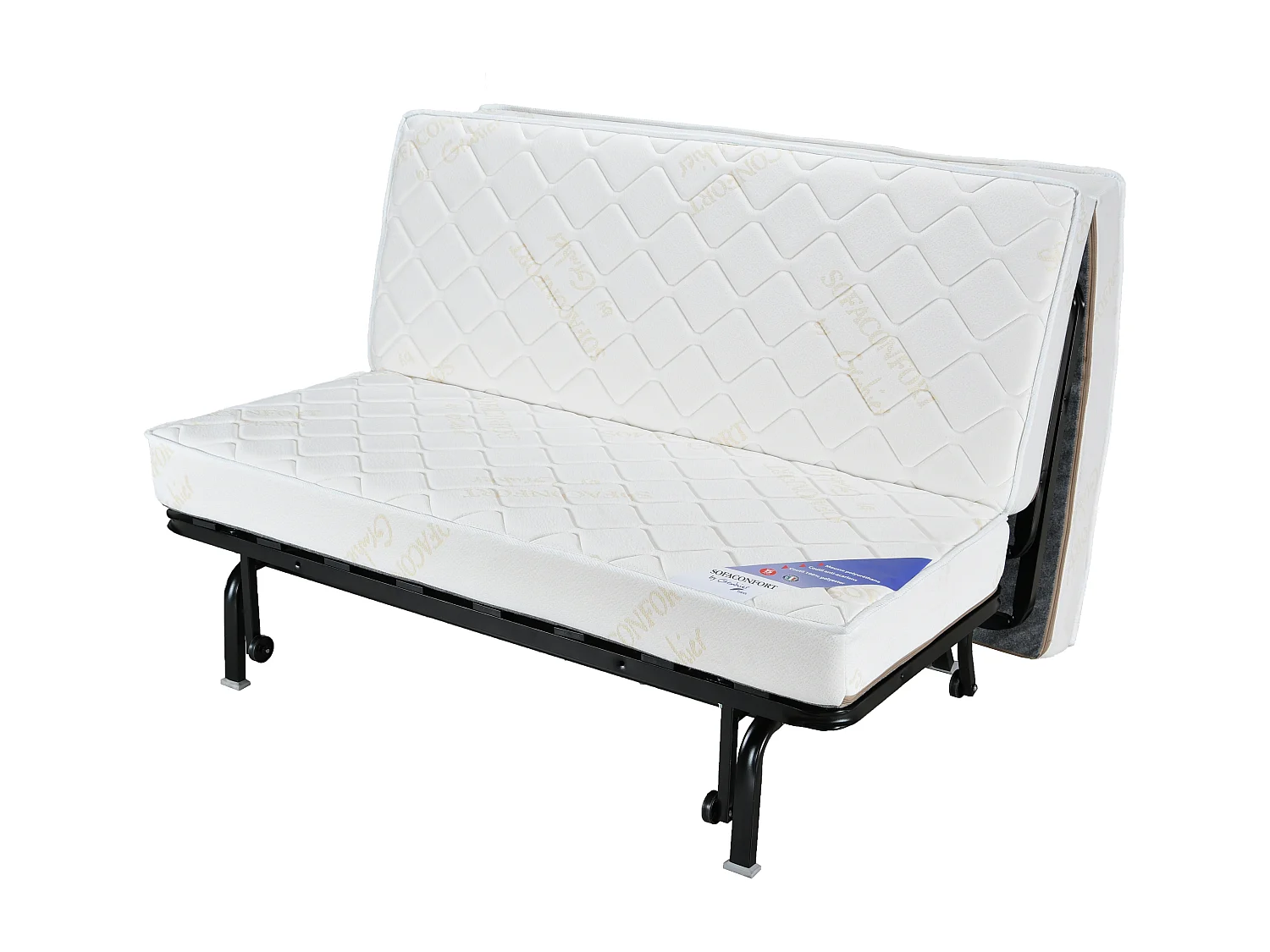 Banquette lit accordéon 1 place 90x190 matelas 12cm Brioca-Couleur B 922