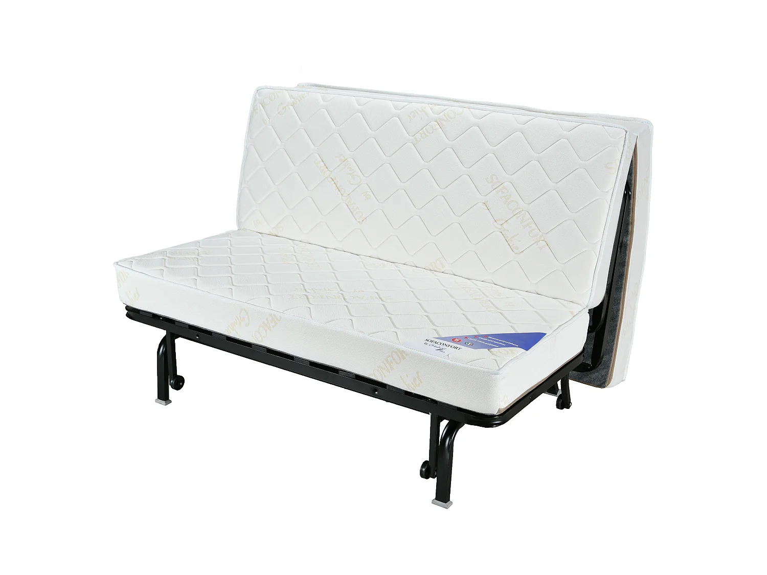 Banquette lit accordéon 1 place 90x190 matelas 12cm Brioca-Couleur B 923