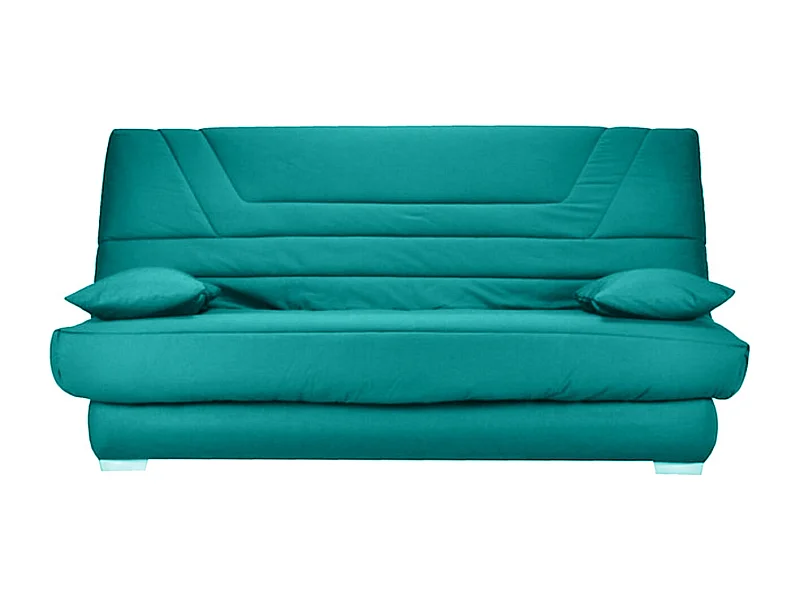 Banquette Clic Clac tissu matelas Bultex 14cm avec rangement Bary-Couleur Bleu cyan-130x190