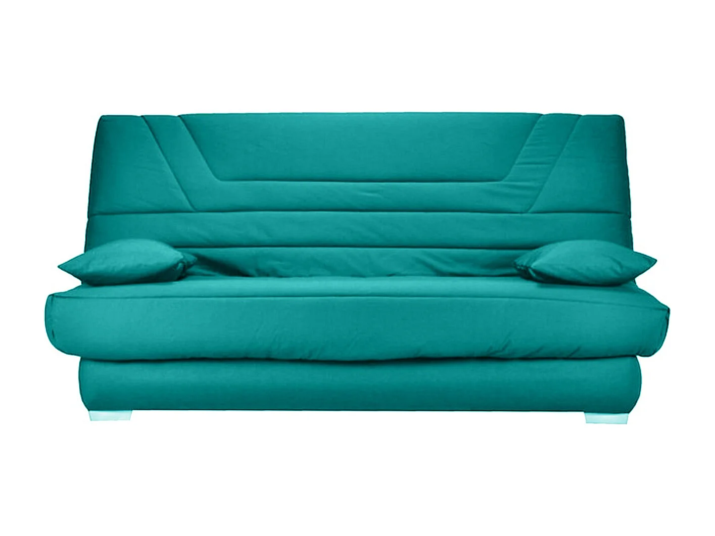 Banquette Clic Clac tissu matelas Bultex 14cm avec rangement Bary-Couleur Bleu cyan-130x190