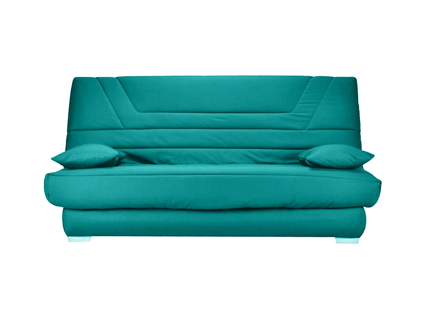 Banquette Clic Clac tissu matelas Bultex 14cm avec rangement Bary-Couleur Bleu cyan-130x190