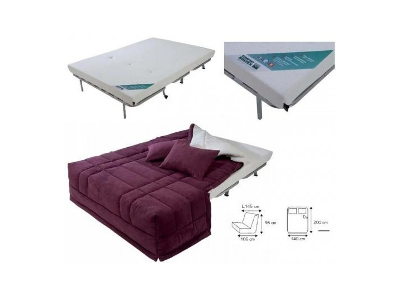 Fauteuil BZ 1 place 90x190 tissu matelas 12cm Venus-Couleur Gris