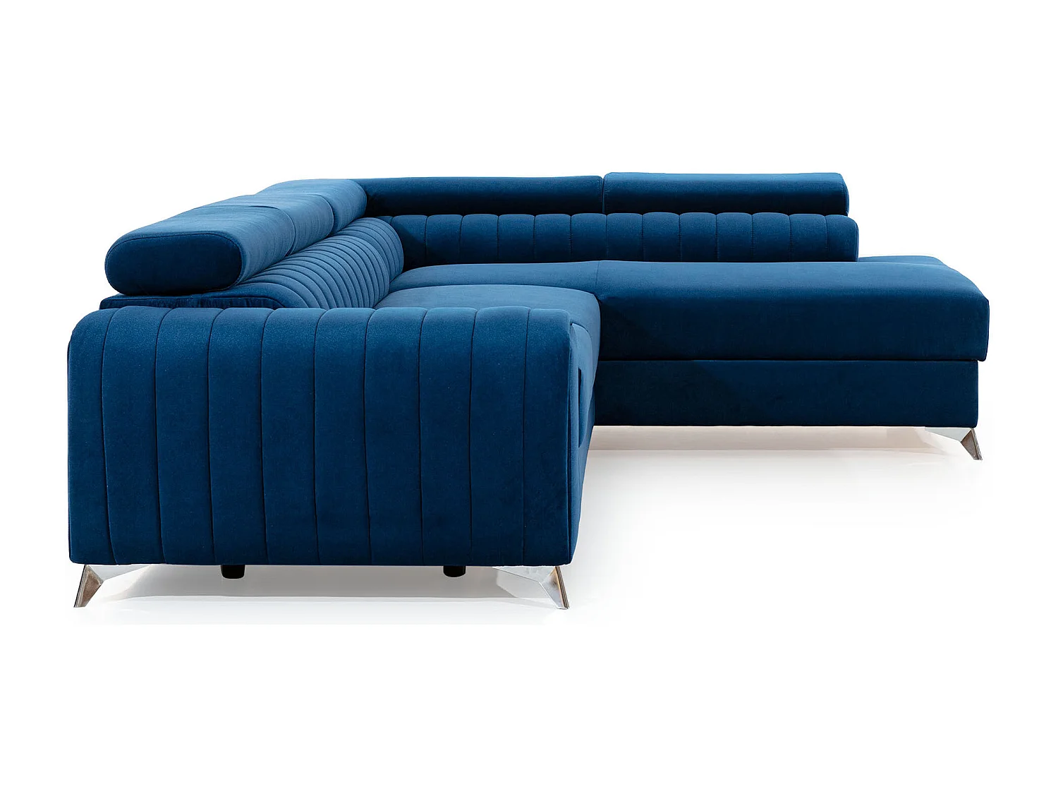 Canapé angle droit convertible avec appuis-tête réglables velours marron orangé Lozan 275cm