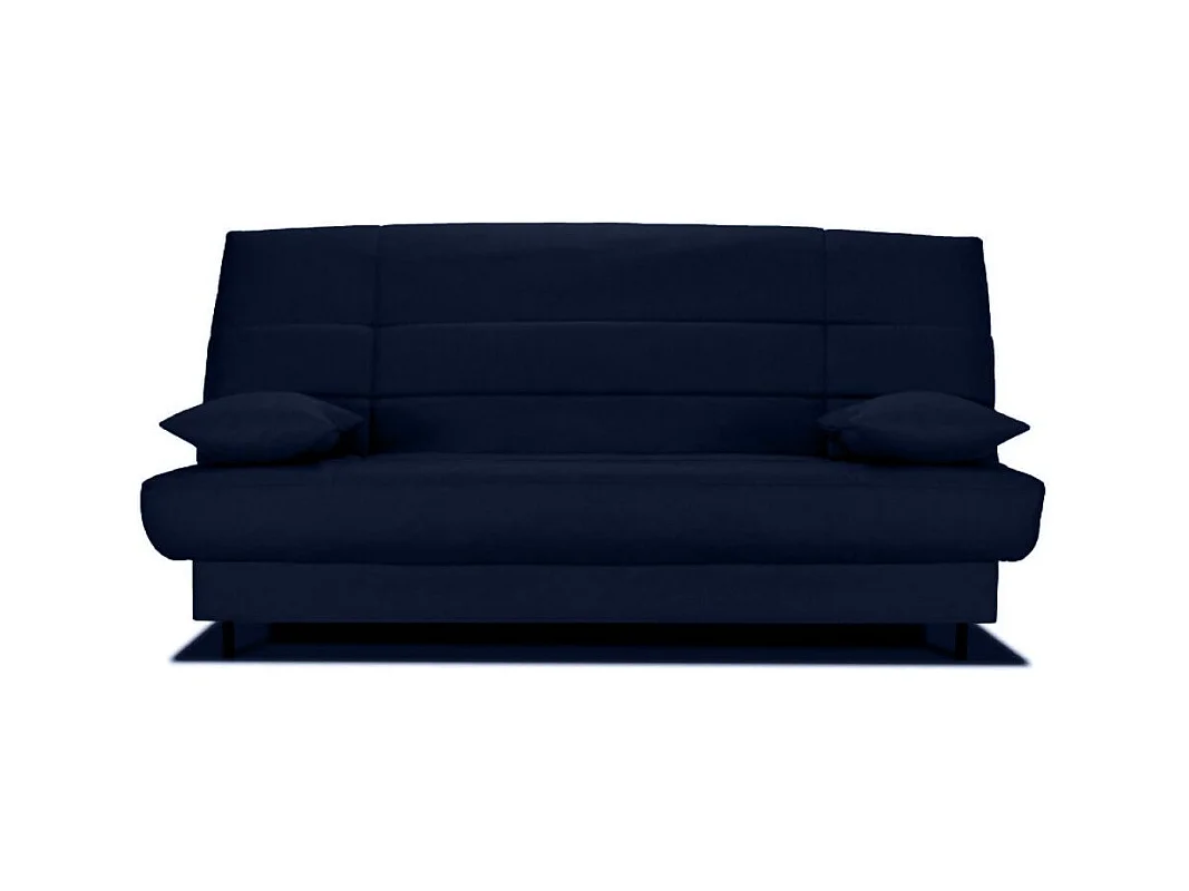 Banquette Clic-clac tissu 130x190 matelas Starflex 13cm avec rangement Folken-Couleur Bleu foncé