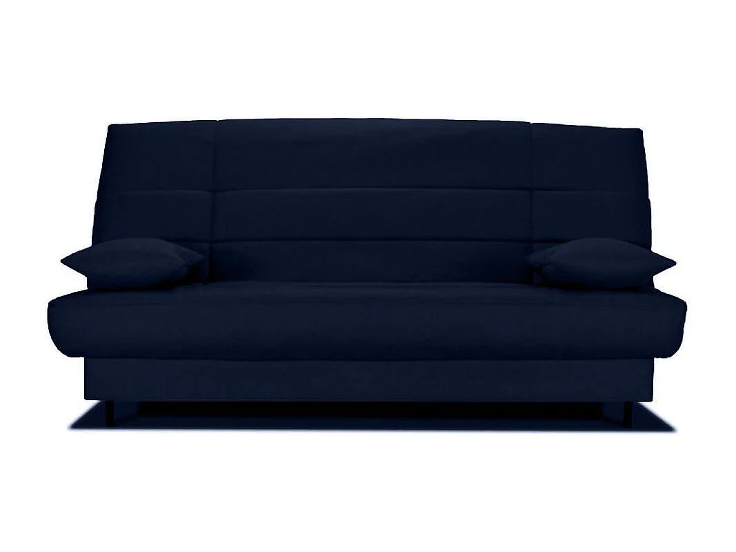 Banquette Clic-clac tissu 130x190 matelas Starflex 13cm avec rangement Folken-Couleur Bleu foncé