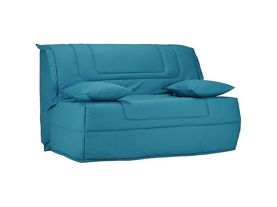 Banquette BZ tissu matelas Bultex 12cm 140x190 Bounty-Couleur Bleu turquoise-Coffre de rangement Avec rangement