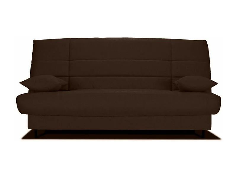 Banquette Clic-clac tissu 130x190 matelas Bultex 14cm avec rangement Zéa-Couleur Marron