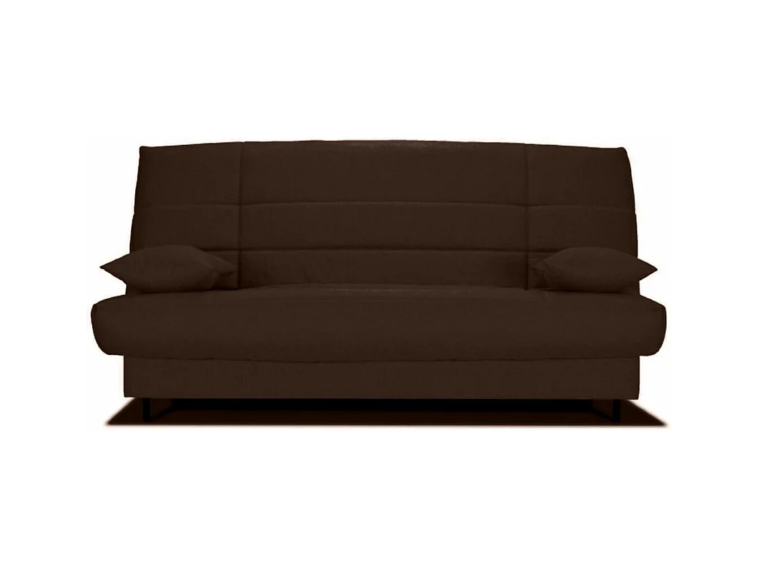 Banquette Clic-clac tissu 130x190 matelas Bultex 14cm avec rangement Zéa-Couleur Marron