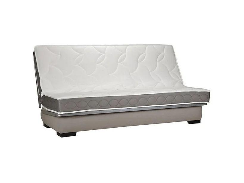 Canapé clic clac microfibre avec rangement matelas Starlux 17cm Minel 207cm-Couleur Beige clair