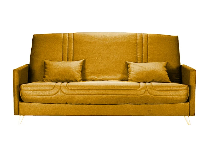 Banquette Clic-clac tissu 130x190 matelas Starbed 13cm avec rangement Soly-Couleur Jaune ambre