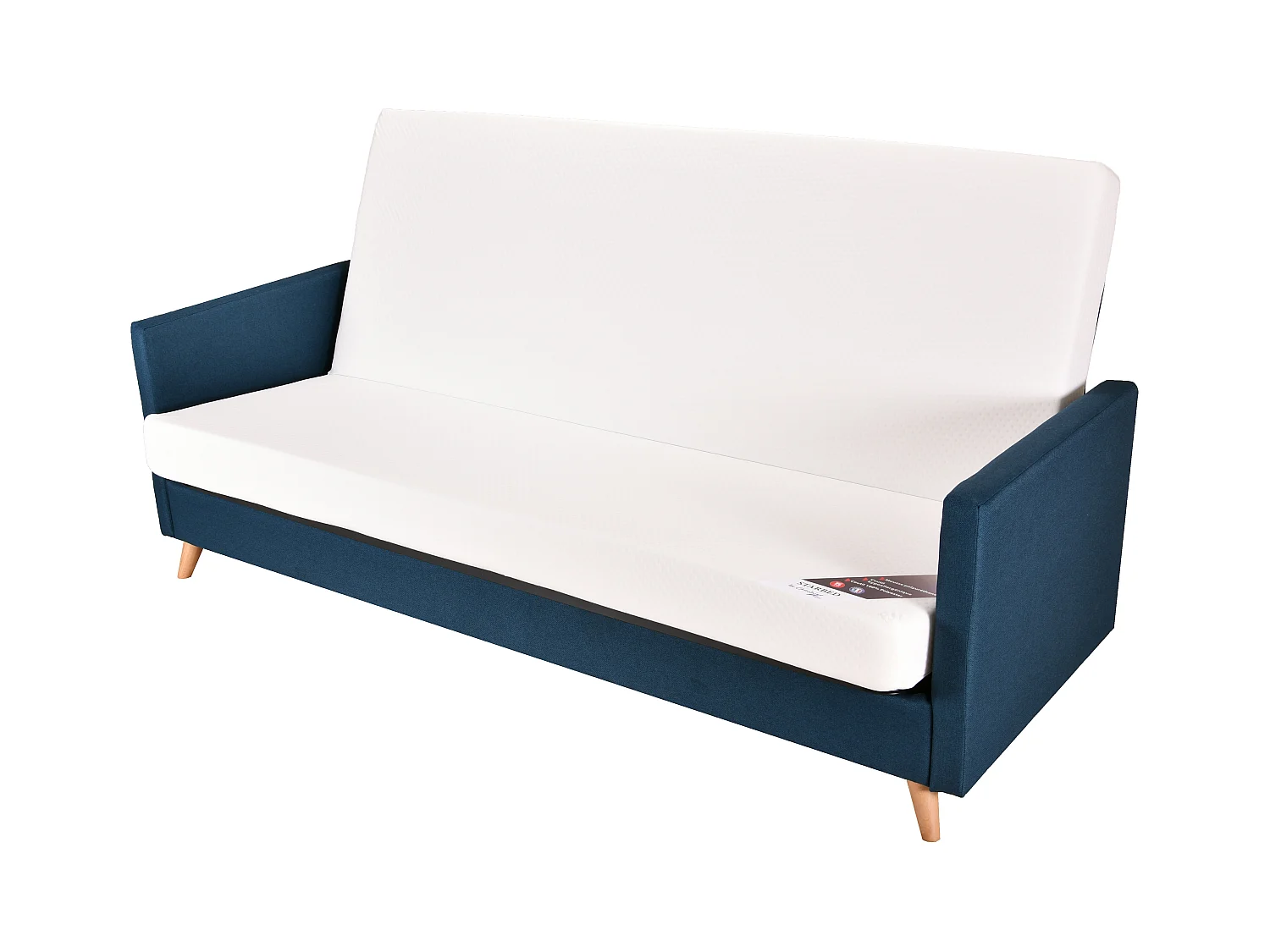 Banquette Clic-clac tissu 130x190 matelas Starbed 13cm avec rangement Soly-Couleur Jaune ambre