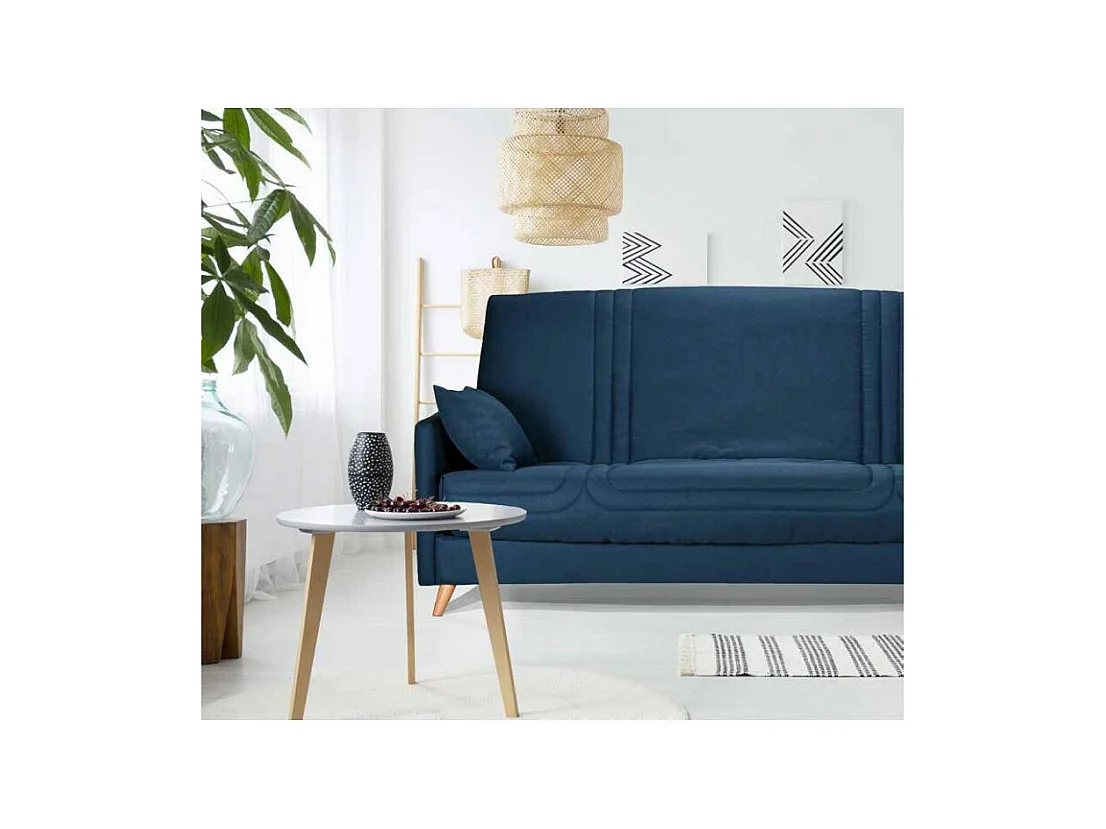 Banquette Clic-clac tissu 130x190 matelas Starbed 13cm avec rangement Soly-Couleur Jaune ambre