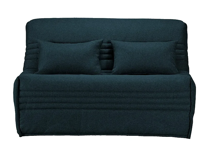 Banquette BZ tissu 140x200 matelas Bultex 15cm Celia-Couleur Bleu foncé-Coffre de rangement Avec rangement