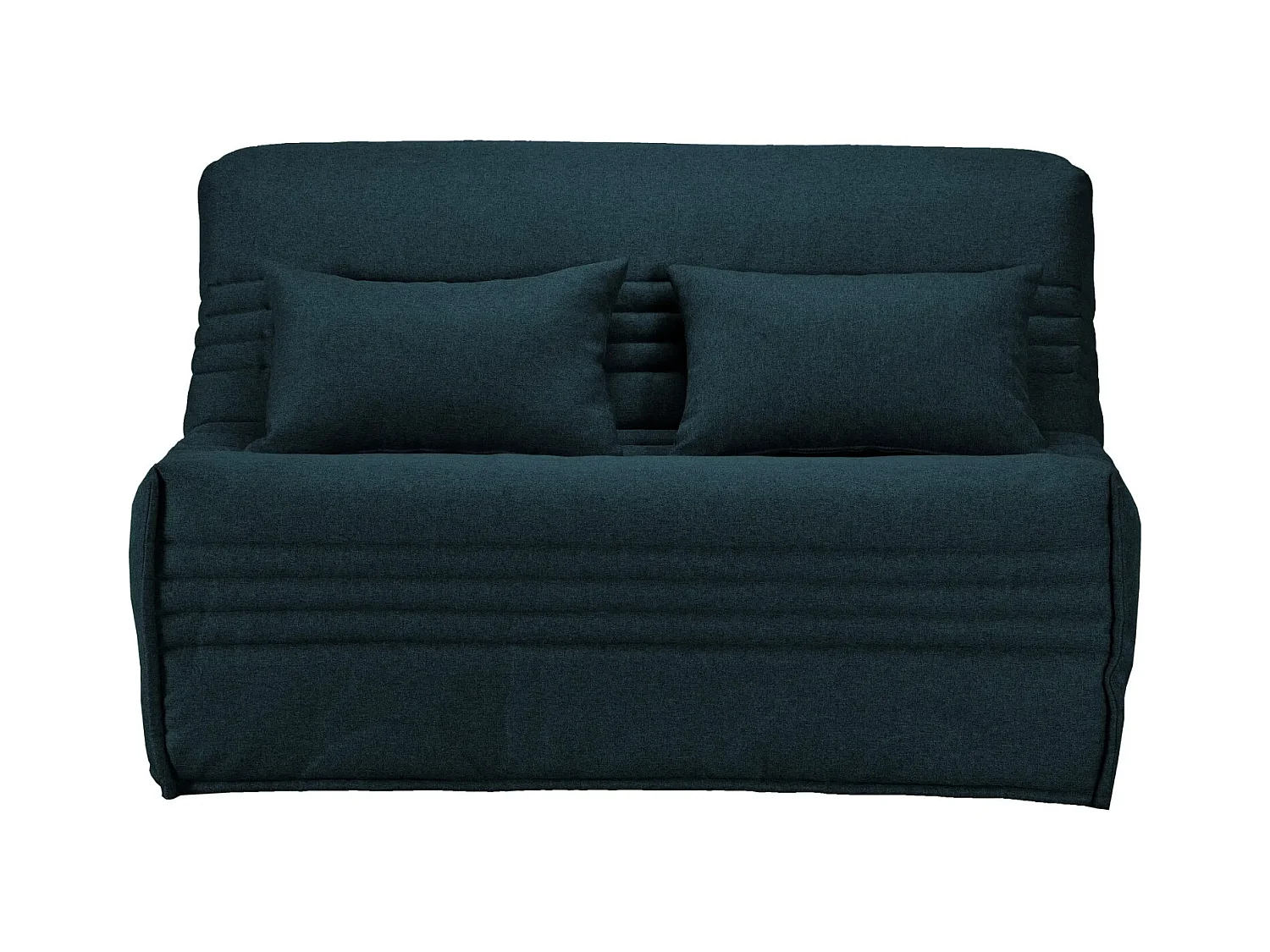 Banquette BZ tissu 140x200 matelas Bultex 15cm Celia-Couleur Bleu foncé-Coffre de rangement Avec rangement