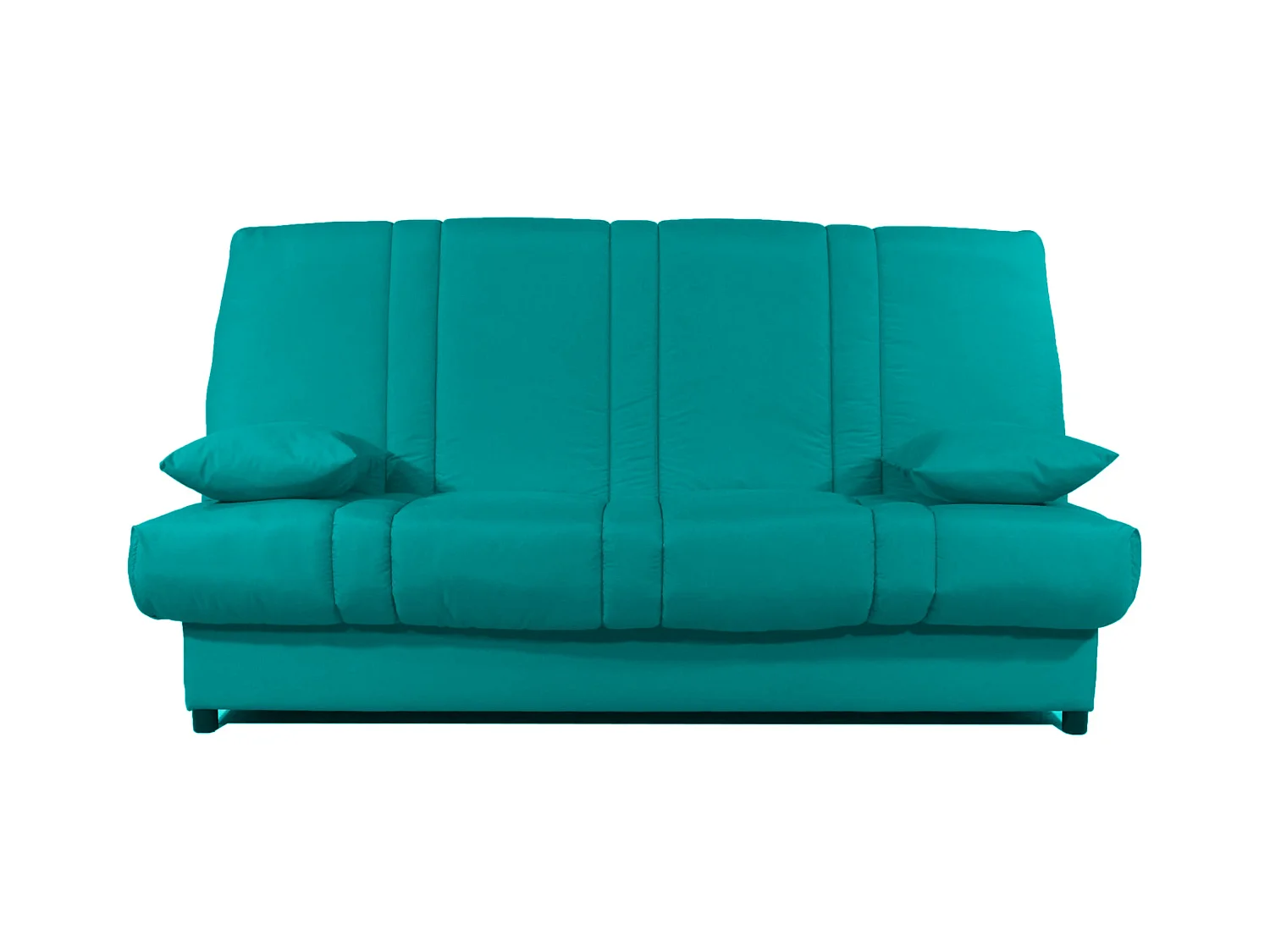 Banquette Clic-clac tissu 130x190 matelas Sofaconfort 14cm avec rangement Sofia-Couleur Bleu cyan