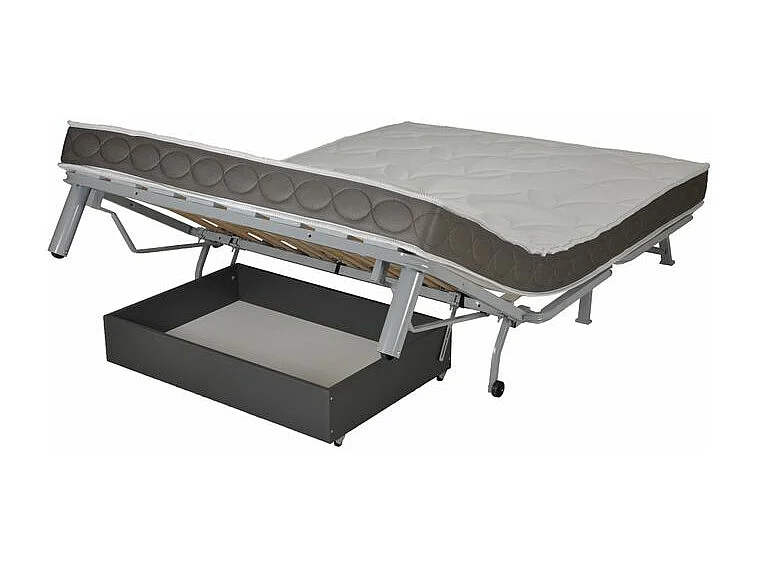 Canapé BZ Tissu matelas 12cm 140x190 Zilo-Couleur Vert sapin-Coffre de rangement Avec rangement