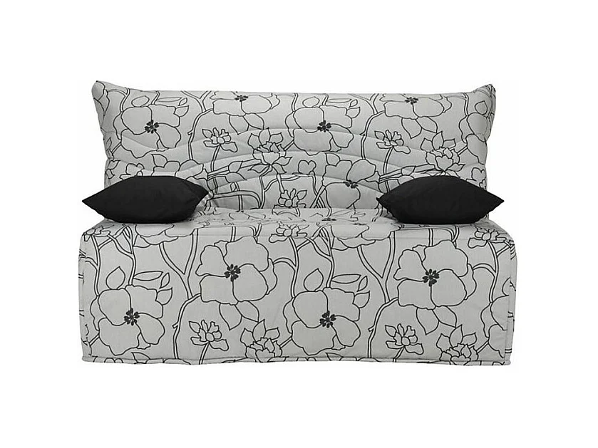 Banquette BZ grise imprimée 140x200 Matelas Starconfort 12cm Pétales