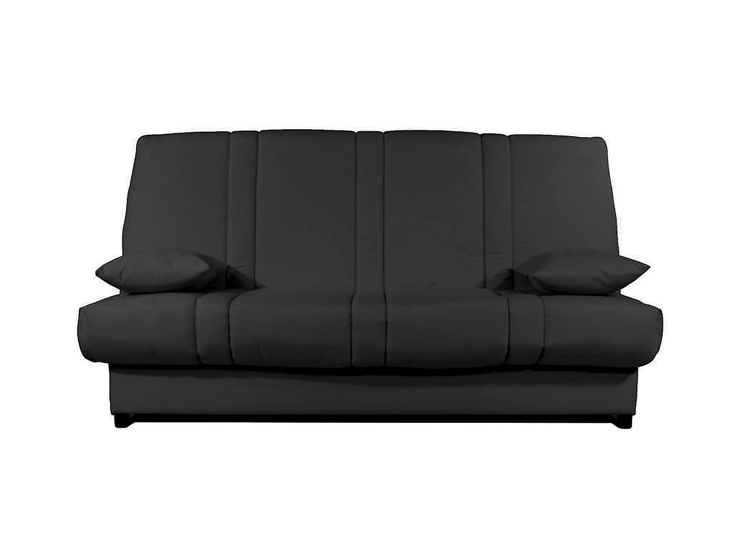 Banquette Clic-clac tissu 130x190 matelas Sofaconfort 14cm avec rangement Sofia-Couleur Gris foncé chiné