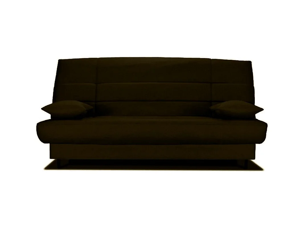Banquette Clic-clac tissu 130x190 matelas Starflex 13cm avec rangement Folken-Couleur Marron Foncé