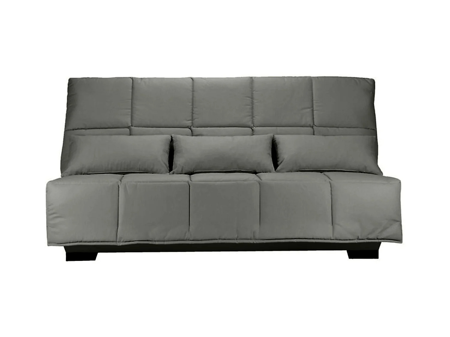 Canapé clic clac tissu avec rangement matelas Starconfort 15cm Lina 193cm-Couleur Gris clair chiné
