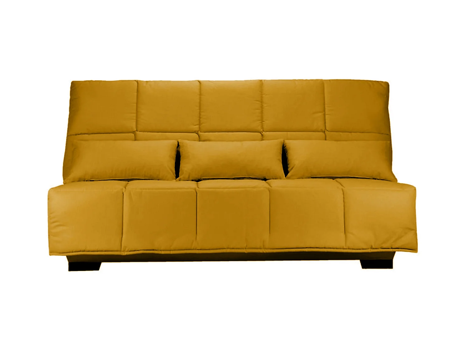 Canapé clic clac tissu avec rangement matelas Starconfort 15cm Lina 193cm-Couleur Jaune ambre