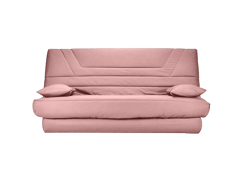 Banquette Clic Clac tissu matelas Bultex 14cm avec rangement Bary-Couleur Rose clair-130x190