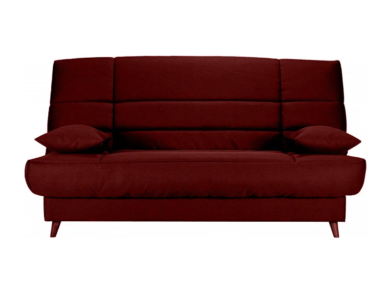 Banquette Clic-clac tissu 130x190 matelas Bultex 14cm avec rangement Boky-Couleur Bordeaux
