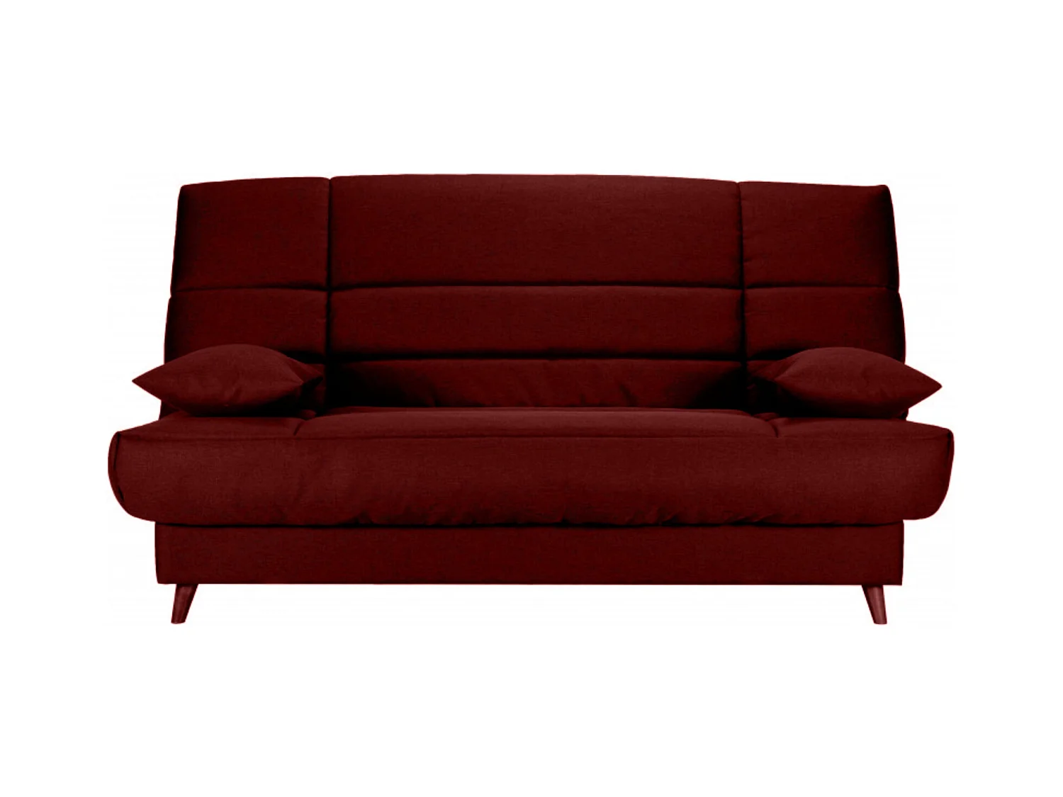 Banquette Clic-clac tissu 130x190 matelas Bultex 14cm avec rangement Boky-Couleur Bordeaux