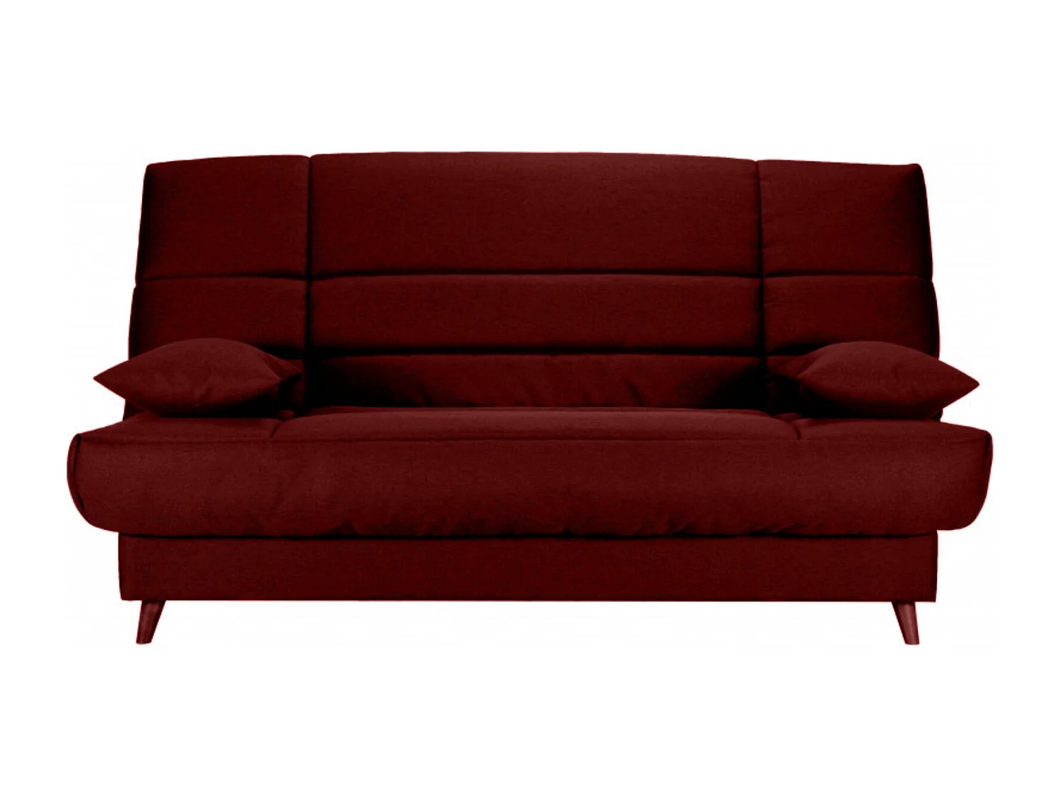 Banquette Clic-clac tissu 130x190 matelas Bultex 14cm avec rangement Boky-Couleur Bordeaux