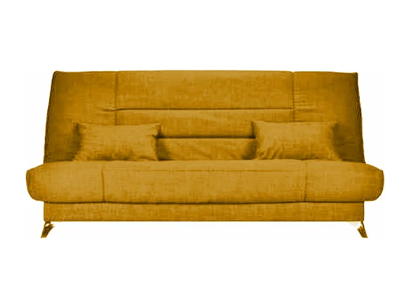 Banquette Clic-clac tissu 130x190 matelas Starflex 13cm avec rangement Malax-Couleur Jaune ambre