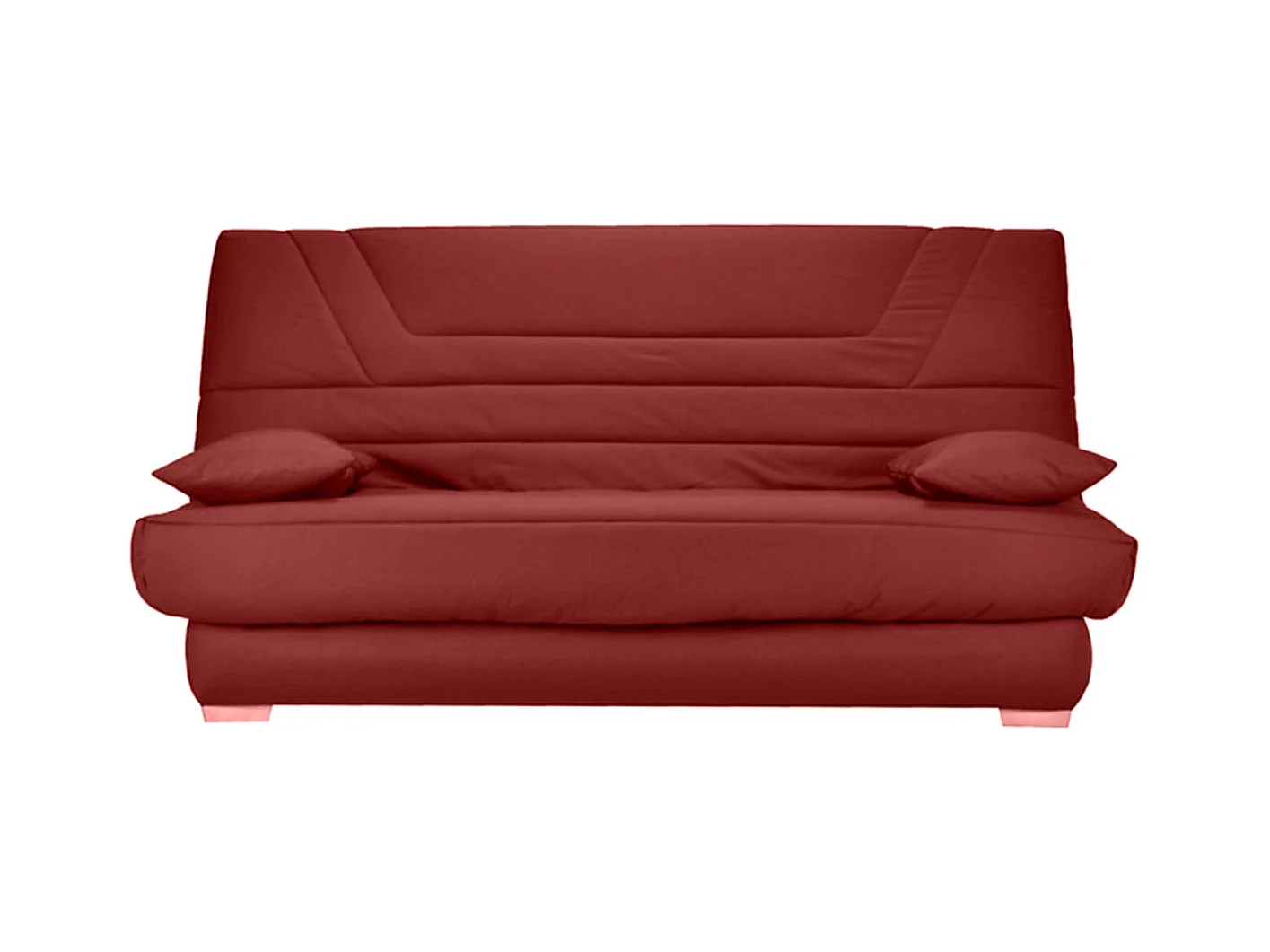 Banquette Clic Clac tissu matelas Bultex 14cm avec rangement Bary-Couleur Rouge cerise-130x190