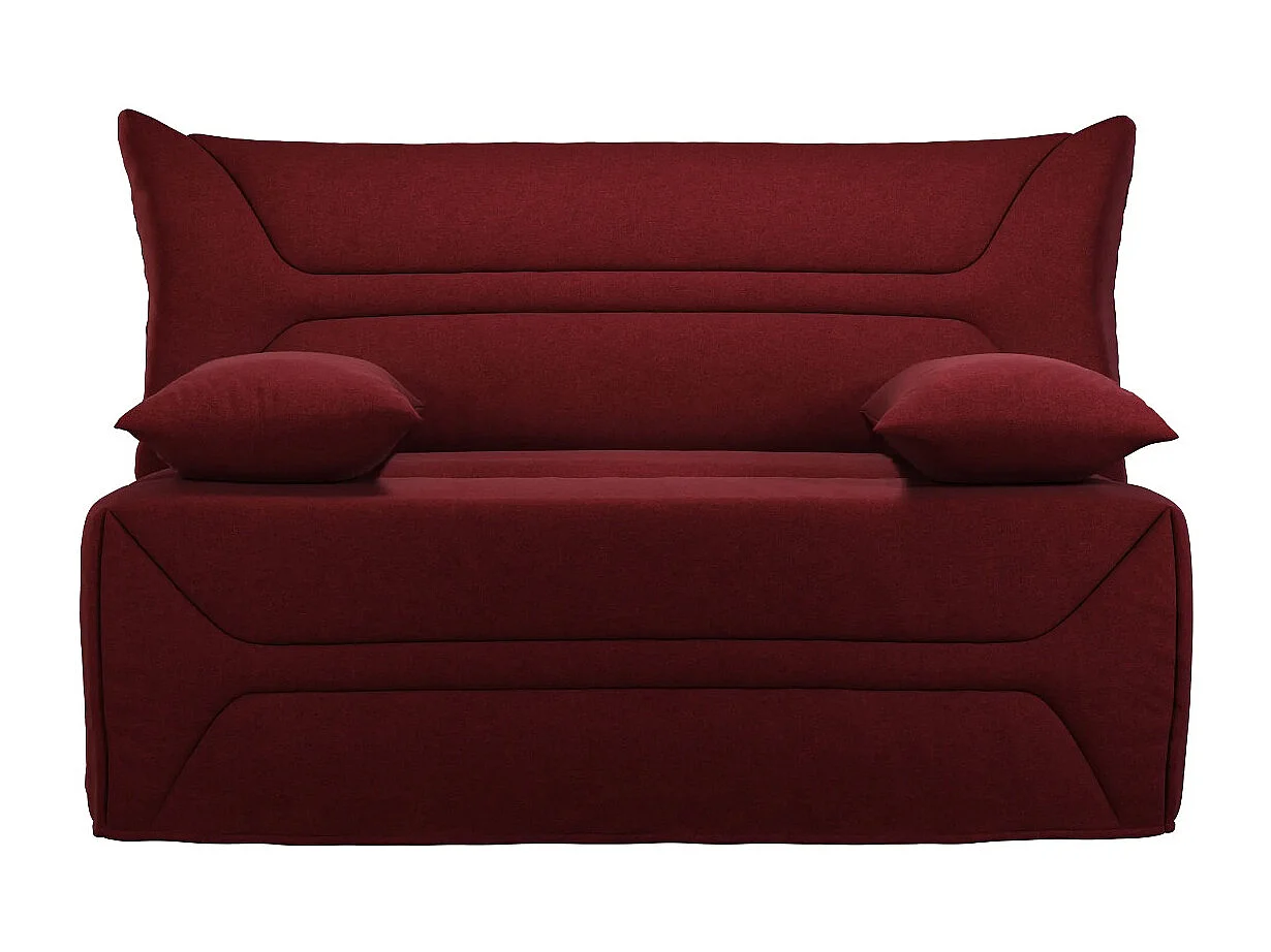 Canapé BZ Tissu matelas 12cm 140x190 Zilo-Couleur Bordeaux-Coffre de rangement Avec rangement